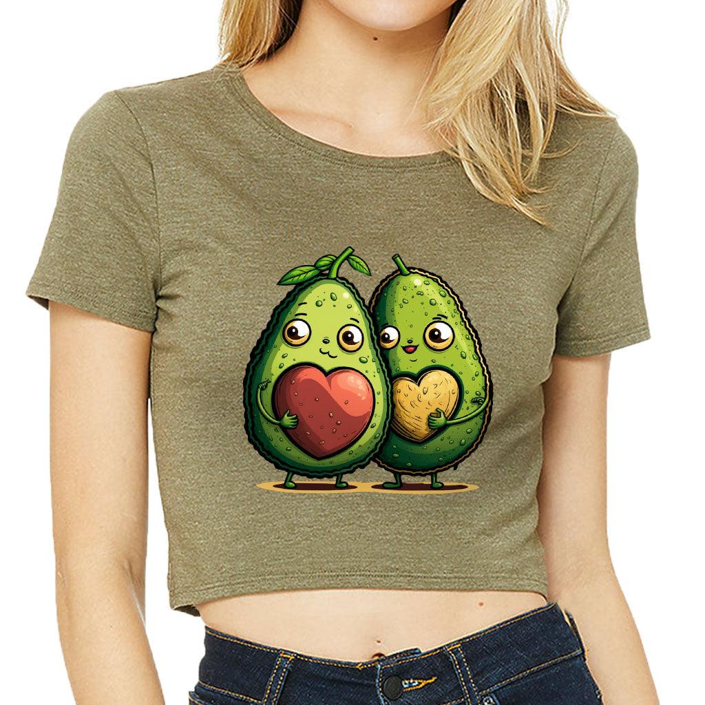 Avocado Women's Cropped T-Shirt - Love Couple Crop Top - Graphic Cropped Tee - MRSLM