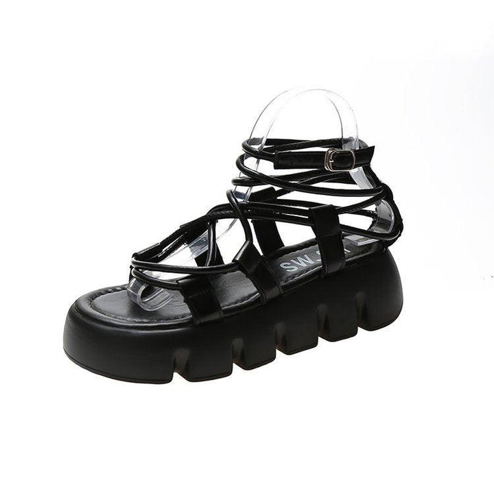 Fashionable Thick Sole Breathable European Mesh Net Velcro Roman Sandals - MRSLM