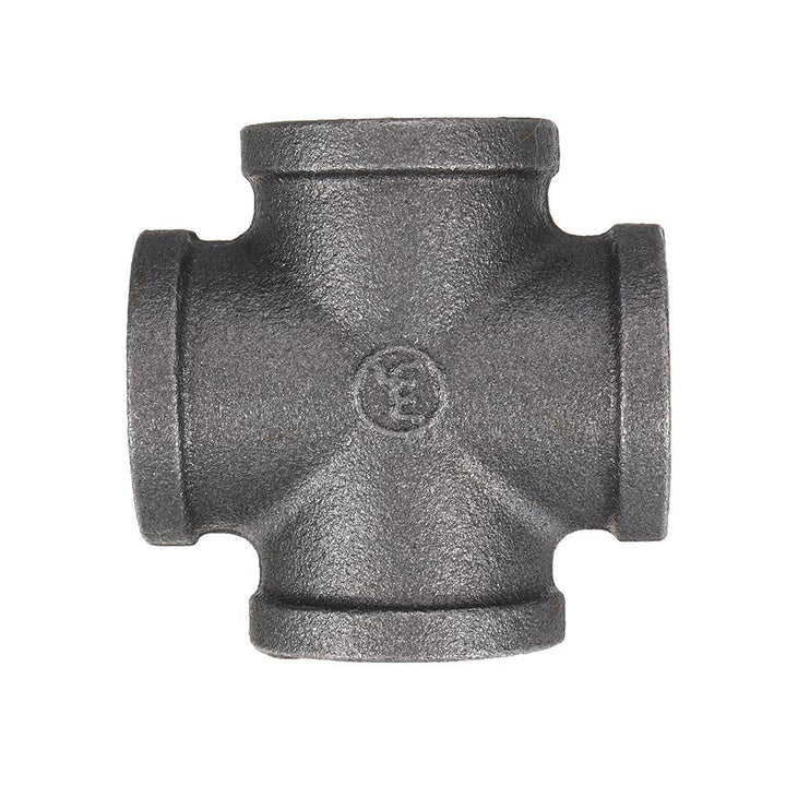 1/2" 3/4" 1" Cross 4 Way Pipe Fitting Malleable Iron Black Female Tube Connector - MRSLM