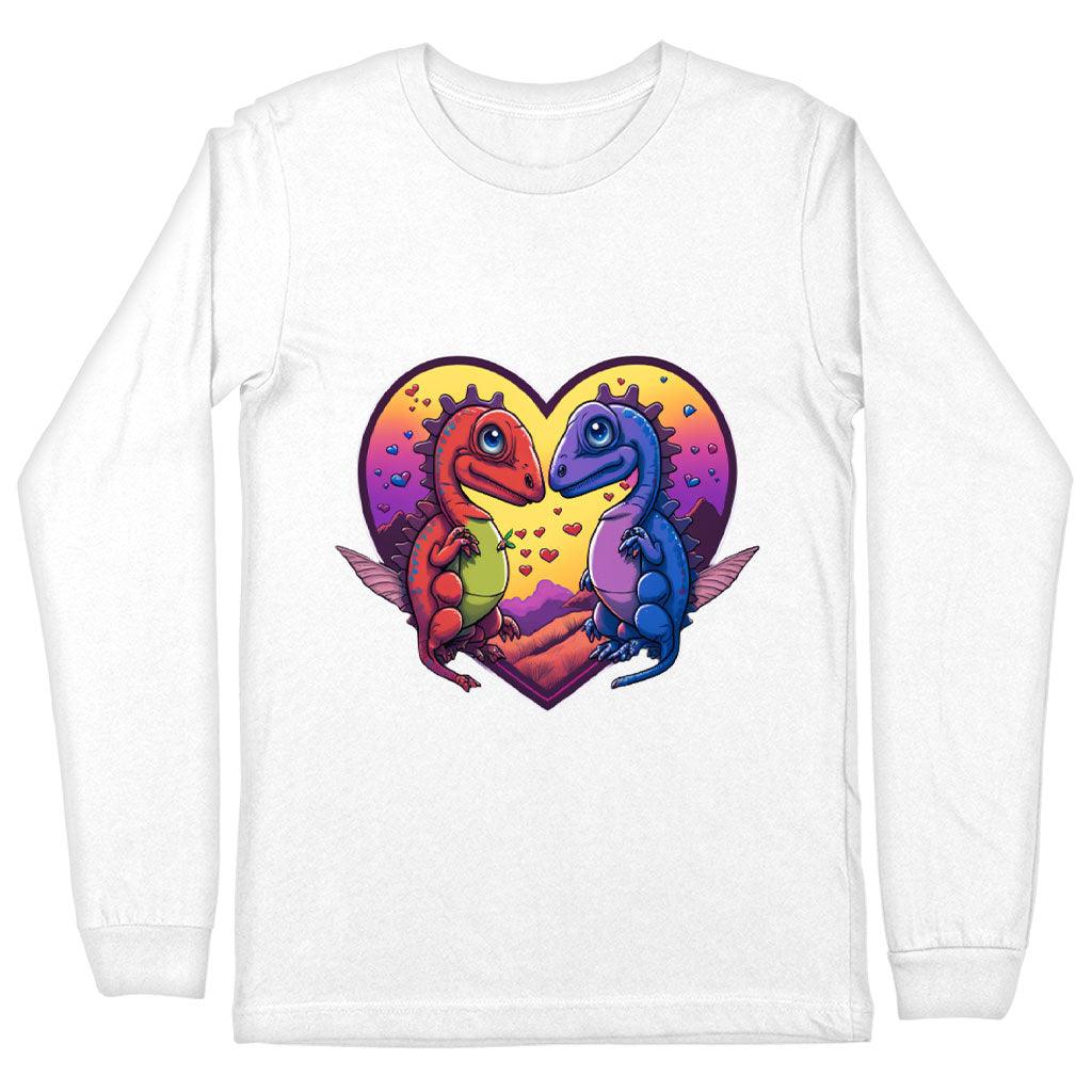 Dinosaurs in Love Long Sleeve T-Shirt - Art T-Shirt - Unique Long Sleeve Tee - MRSLM