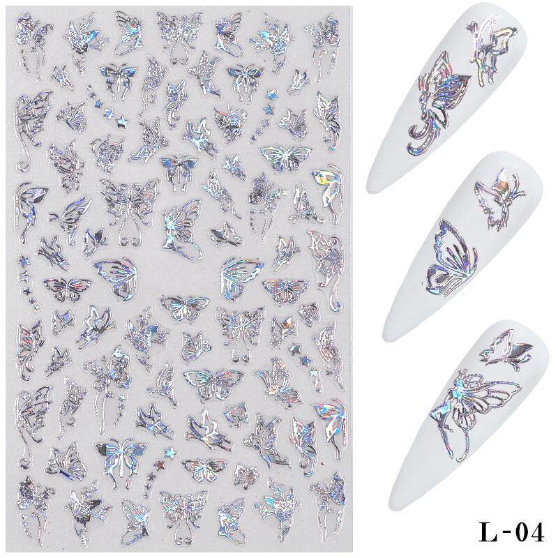 3D Holographic Nail Art Stickers Colorful DIY Butterfly Nail Transfer Decals - MRSLM