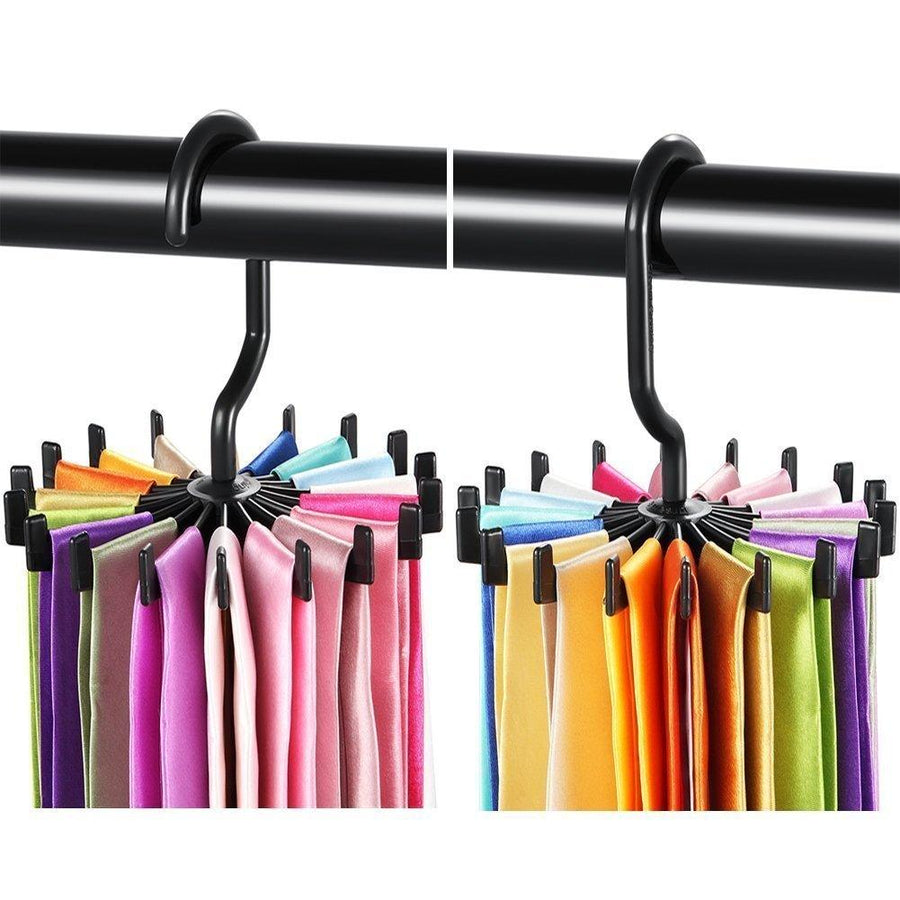 2pcs 360° Rotatable Tie Hanger Rack Adjustable Neck Ties Silk Scarf Storage Hook Organizer - MRSLM