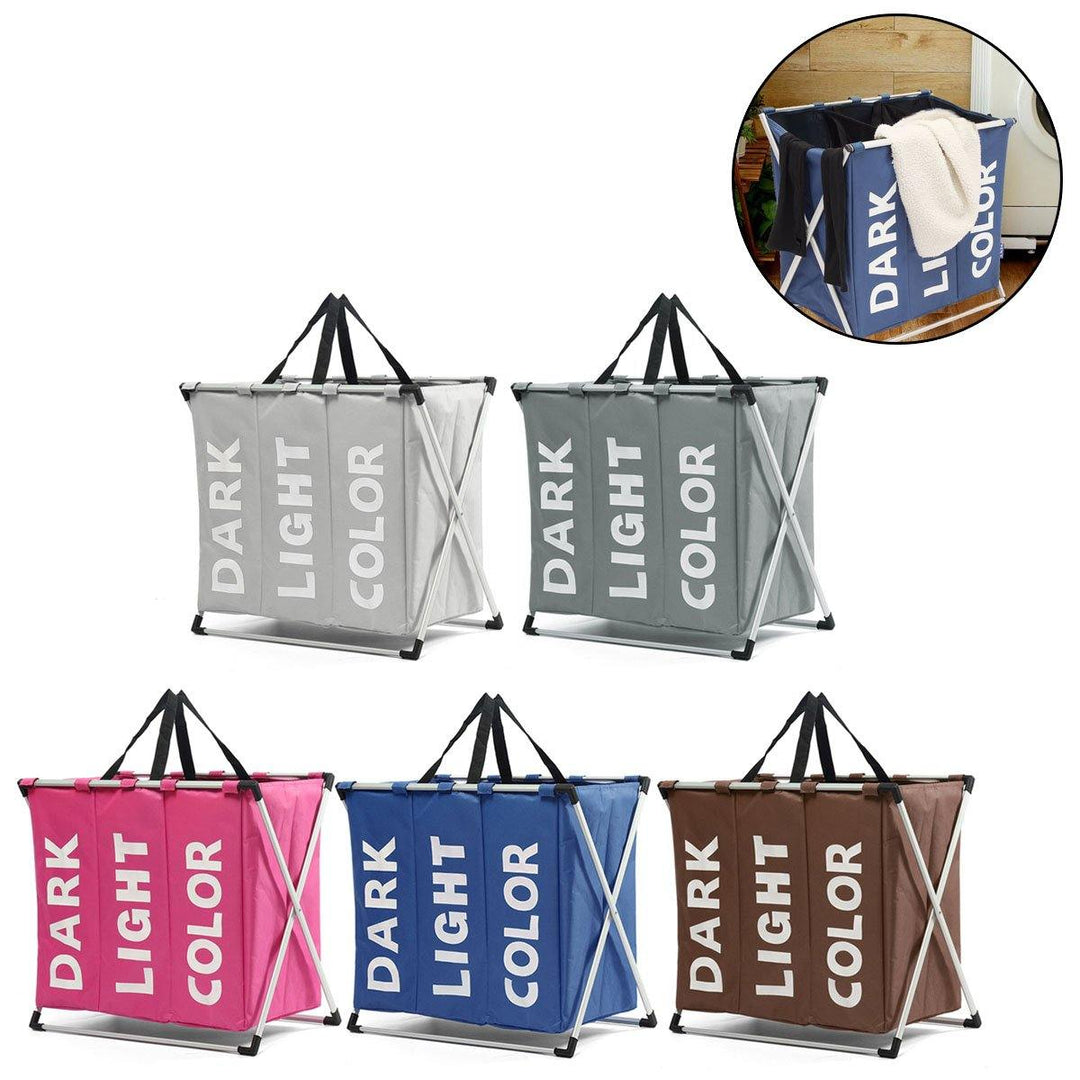 Cloth Lattice Laundry Basket Three Dirty Clothes Home Furnishing Lint Dirty Clothes Storage Baskets - MRSLM