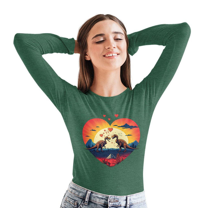 Cartoon Long Sleeve T-Shirt - Dinosaur Themed T-Shirt - Unique Long Sleeve Tee - MRSLM