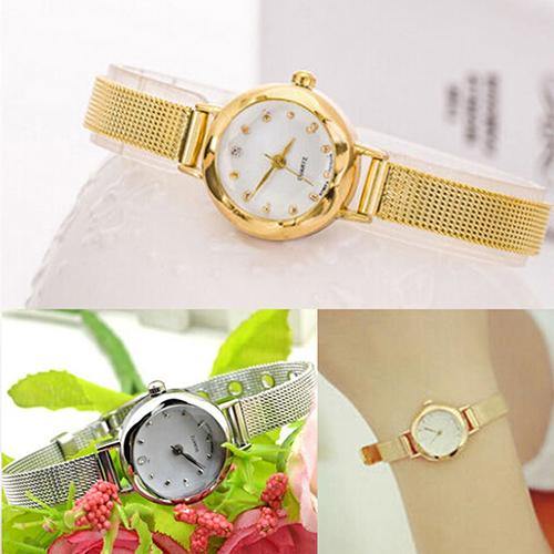 Women's Fashion Mesh Fine Alloy Band Rhinestone Dial Quartz Bracelet Wrist Watch - MRSLM