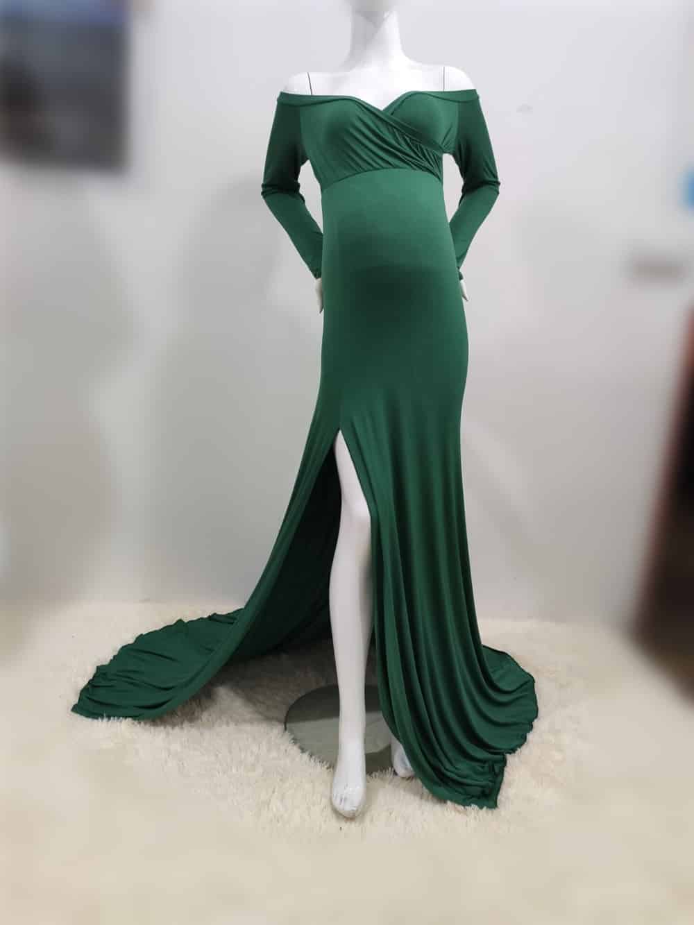 Elegant V-Neck Long Maternity Dress