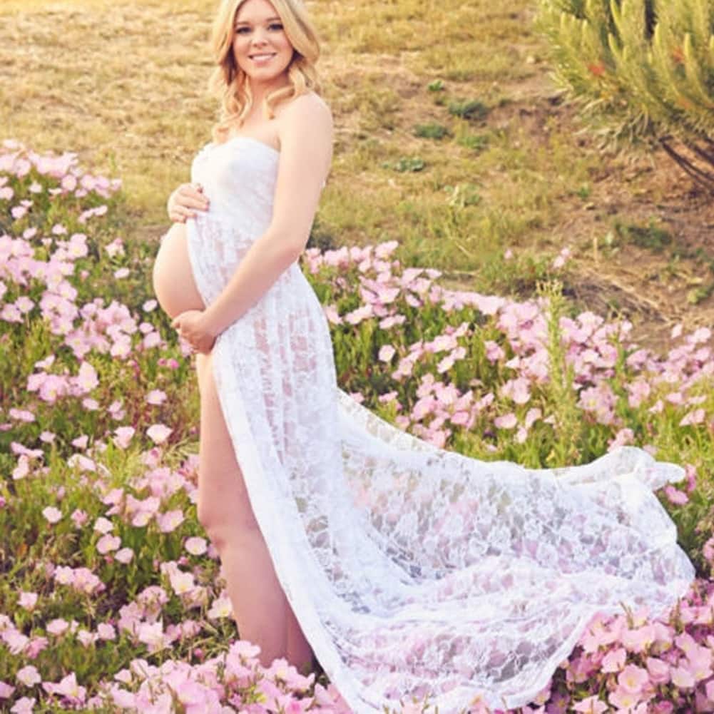 Women's Long Lace Maternity Dress