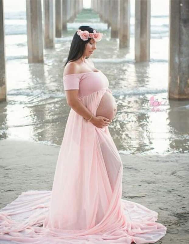 Women's Long Lace Maternity Dress