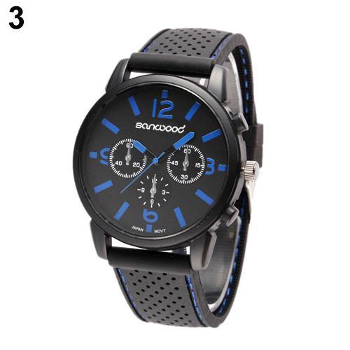 Men Numeral Dial Silicone Band Wristwatch Quartz Analog Casual Sport Wrist Watch - MRSLM