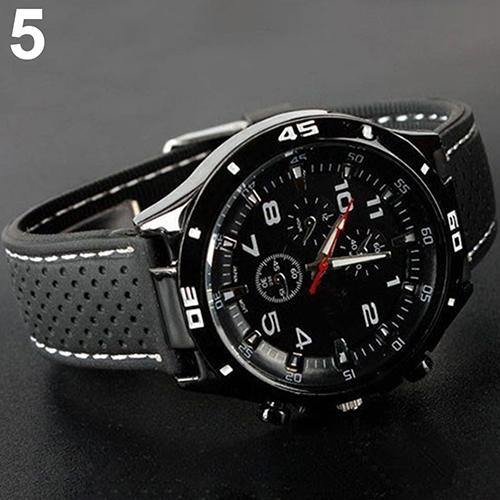 Men Fashion Silicone Band Round Dial Analog Quartz Wristwatch Sports Wrist Watch - MRSLM