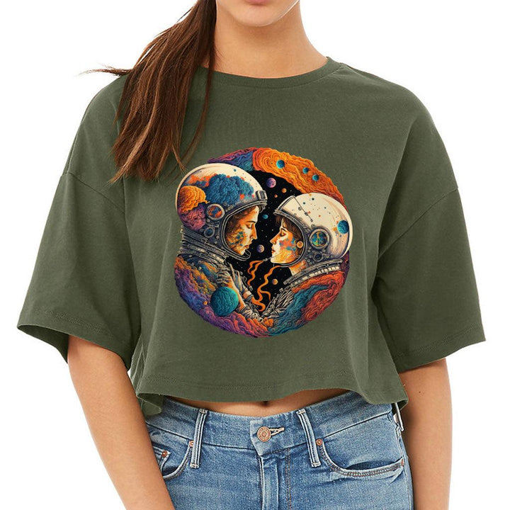 Love Astronaut Women's Crop Tee Shirt - Fantasy Cropped T-Shirt - Art Crop Top - MRSLM