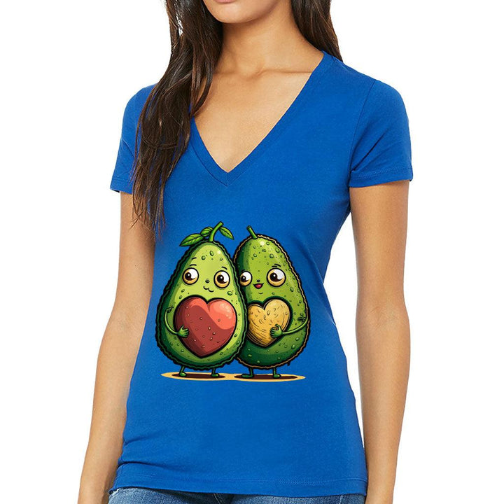 Avocado Women's V-Neck T-Shirt - Love Couple V-Neck Tee - Graphic T-Shirt - MRSLM