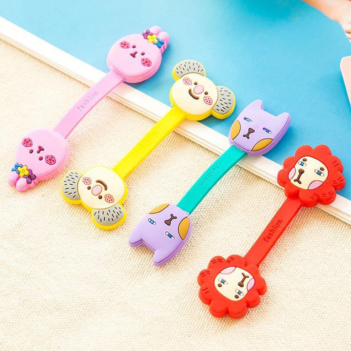 2Pcs Cable Earphome Cord Wrap Cartoon Organizer Holder Silicone Rubber USB Tidy Storage Fastener - MRSLM