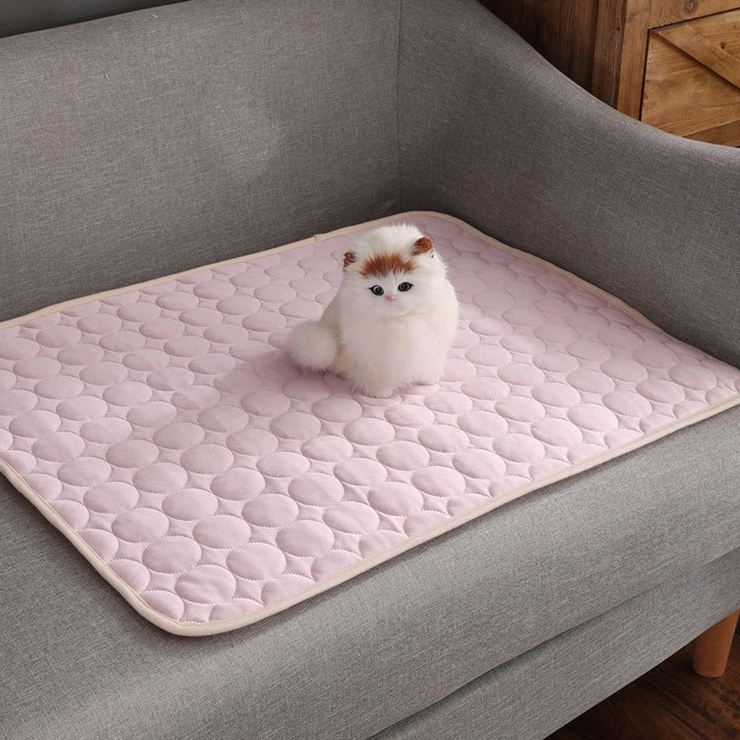 Pink Dog Pet Cat Cooling Mat Summer Cool Bed Pad Cushion Heat Relief Net Cotton Pet Carpet - MRSLM