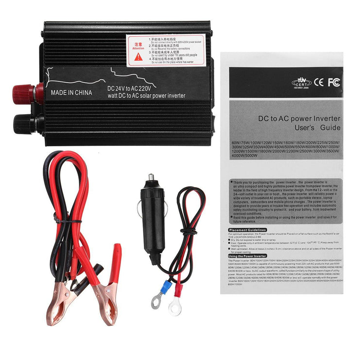 1000W Peak 12V/24V DC to 110V/220V AC Solar Power Inverter LED Modified Sine Wave Converter Black - MRSLM