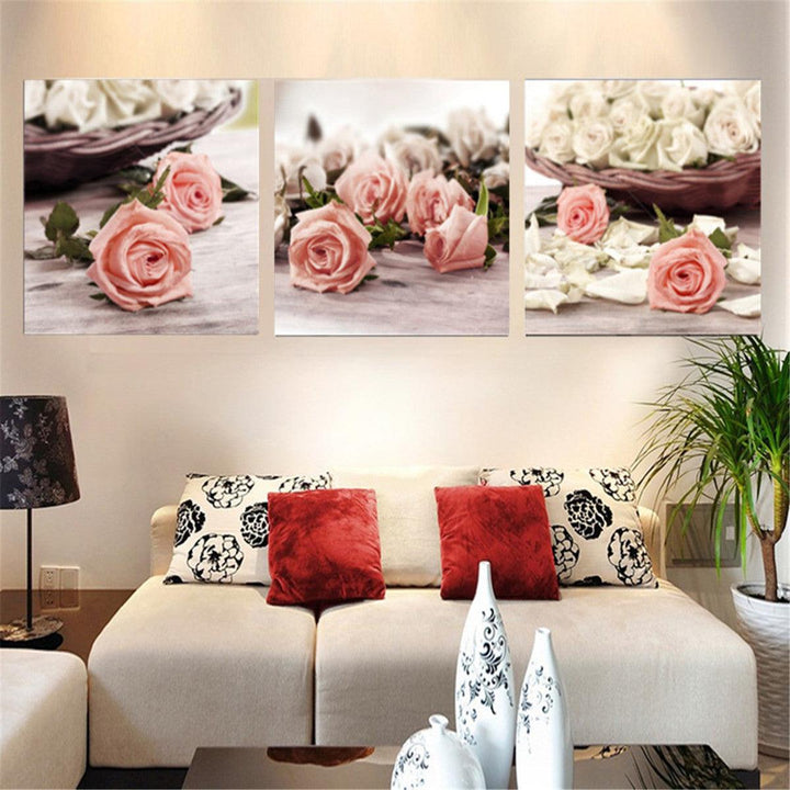 3Pcs Flowers Canvas Print Paintings Wall Decorative Print Art Pictures Frameless Wall Hanging Decorations for Home Office - MRSLM