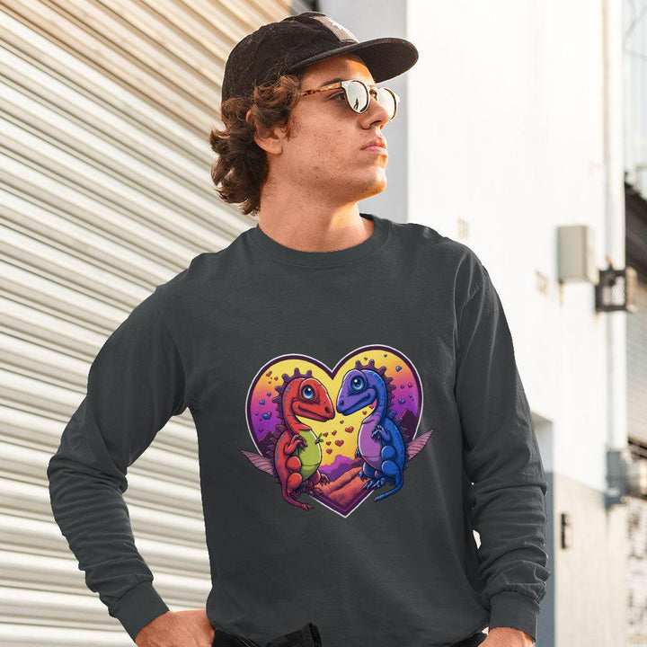 Dinosaurs in Love Sweatshirt - Art Crewneck Sweatshirt - Unique Sweatshirt - MRSLM