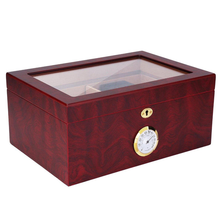 120 Pcs Wooden Grain Humidifier Storage Box Case With Lockstitch Transparent Display Window Double Layer - MRSLM