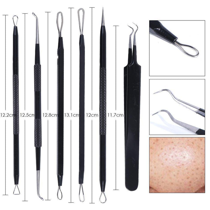 6Pcs Acne Needle To Blackhead Acne Remover Nail Jewelry Tweezers Clip Tool Set - MRSLM