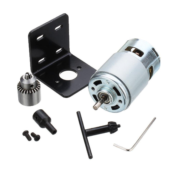 Machifit DC 12V Lathe Press 775 Motor With Miniature Hand Drill Chuck and Mounting Bracket - MRSLM