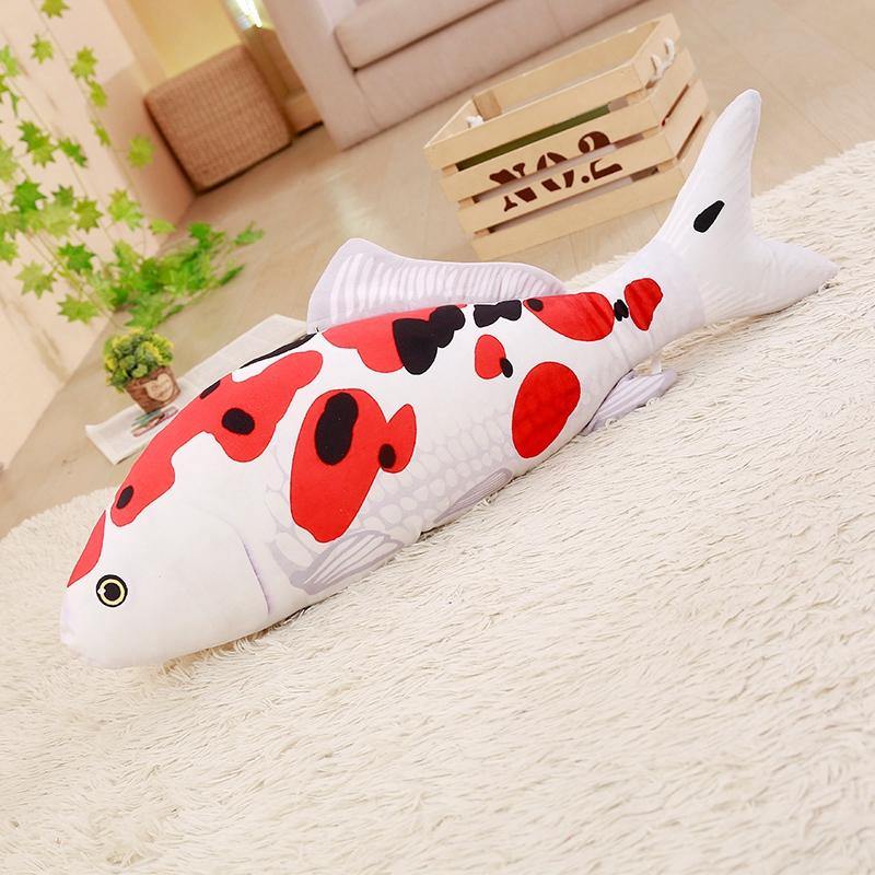 KC Taisho Showa Red White Gibel Carp Golden Koi Fish Stuffed Plush Toy Cotton Goldfish Cushion - MRSLM