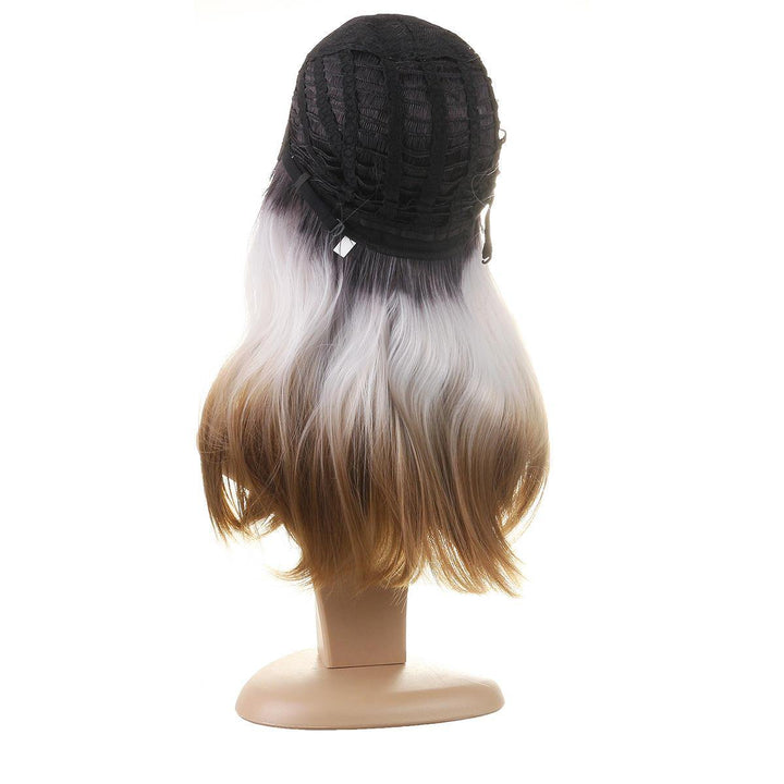 hair 26" 270g Long Synthetic Hair Wig Adjustable Ombre Grey Body Wavy Hair Wigs For Women Cosplay Heat Resistant 1PC - MRSLM