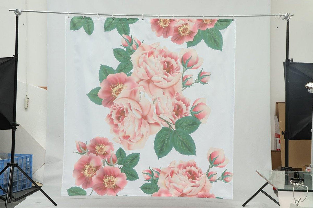 71''x71'' Long Peach Blossom Pattern Waterproof Polyester Shower Curtain with Hooks - MRSLM