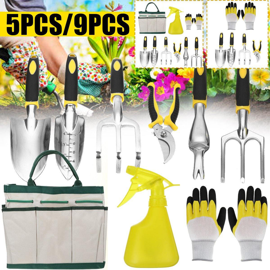 5/9PCS Garden Tool Bag Toolbag Manual Gardening Planting Hand Fork Digging Tool - MRSLM
