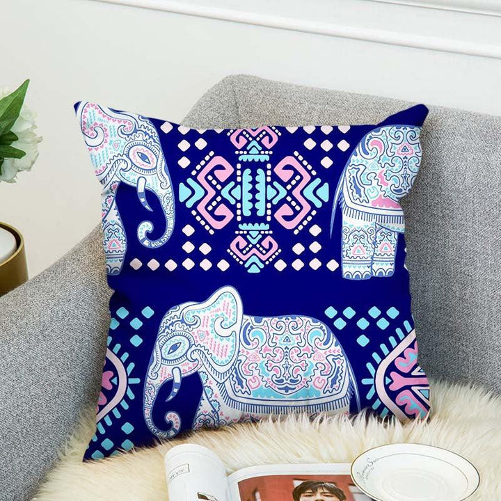 3D Bohemian Style Elephant Double-sided Printing Cushion Cover Linen Cotton Throw Pillow Case Home Office Sofa - MRSLM