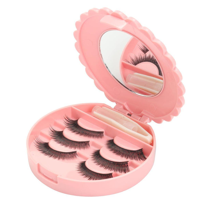 False Eyelash Set Fake Eyelashes Small Mirror Storage Box with Glue Tweezers - MRSLM