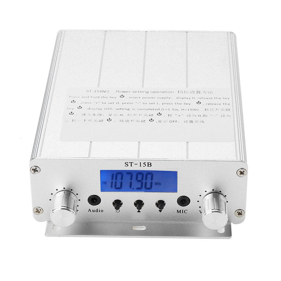 ST-15B 1.5W/15W FM Broadcast Transmitter Stereo PLL FM Radio Broadcast Station with 87MHz-108MHz - MRSLM