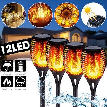 51CM 12LED Solar Flame Lawn Light Warm White Waterproof Outdoor Garden Fire Torch Lamp - MRSLM