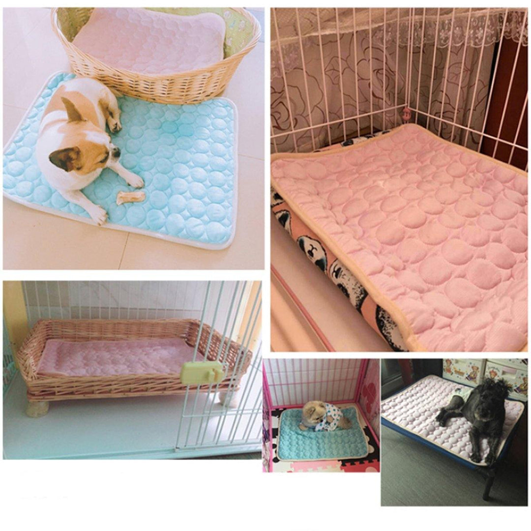 Pink Dog Pet Cat Cooling Mat Summer Cool Bed Pad Cushion Heat Relief Net Cotton Pet Carpet - MRSLM