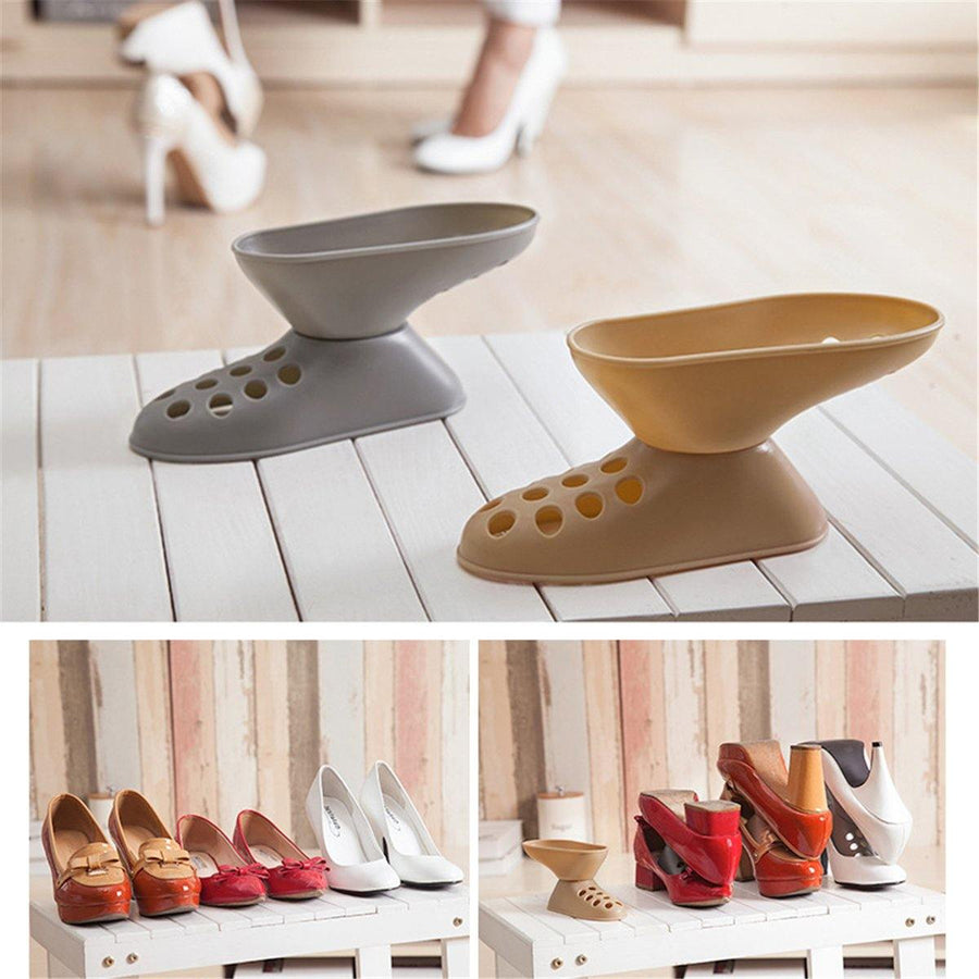 Cabinet Double Layer Storage Shoe Rack Foot Shaped Organizer Display Shoe Racks - MRSLM