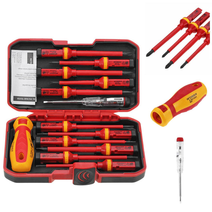 13Pcs 1000V Electronic Insulated Screwdriver Set Phillips Slotted Torx CR-V Screwdriver Hand Tools - MRSLM