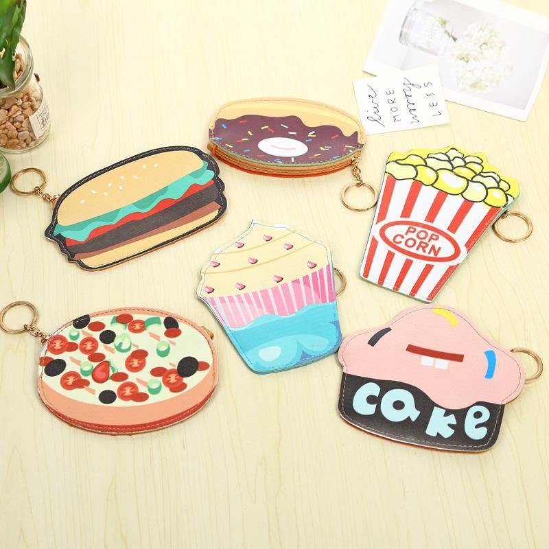 New Cute Funny Ice Cream Purse Students Kids Children Purse Hamburgers Cakes Pop Corn Pizza Donuts Key Coin Bag - MRSLM