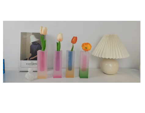 Creative Simple Acrylic Vase Square Column Glass Bubble - MRSLM