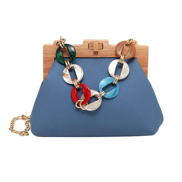 Colorful disc acrylic chain women's shoulder bag - MRSLM