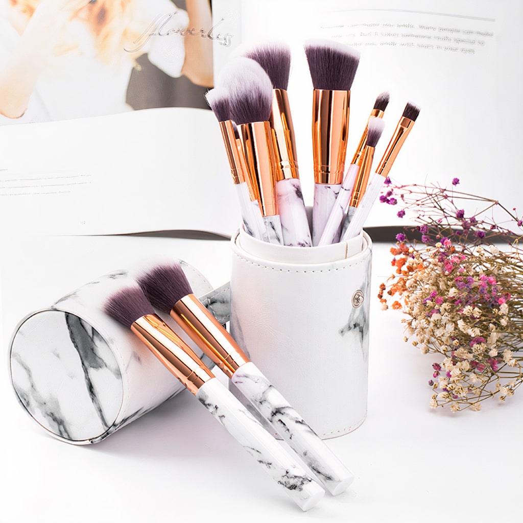 White Marble Makeup Brush Set - MRSLM