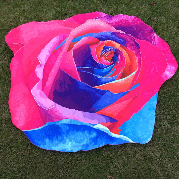 Honana WX-89 147cm 3D Simulation Rose Beach Towel Mat Romantic Women Shawl Bed Sheet Tapestry - MRSLM