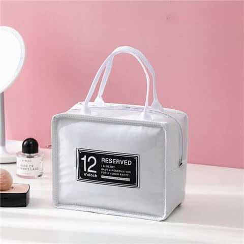 Solid Color Insulated Leather Lunch Bag