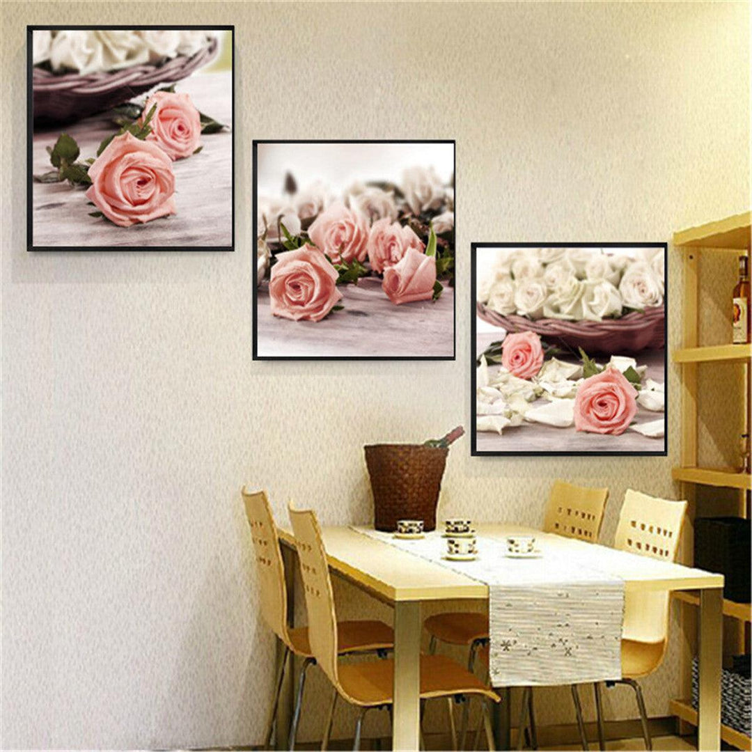 3Pcs Flowers Canvas Print Paintings Wall Decorative Print Art Pictures Frameless Wall Hanging Decorations for Home Office - MRSLM