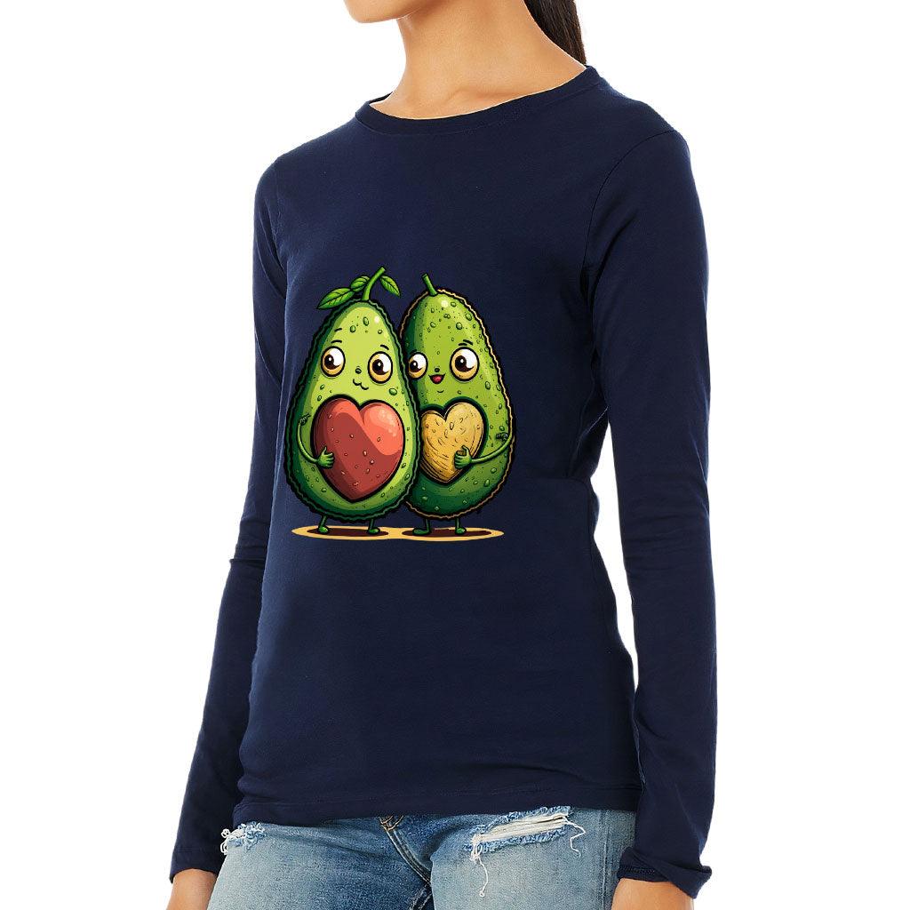 Avocado Women's Long Sleeve T-Shirt - Love Couple Long Sleeve Tee - Graphic T-Shirt - MRSLM