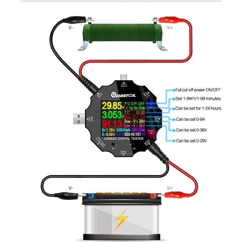 Accessories 65W Constant Current Load NTC Temperature Probe DC5525 Crocodile Clip PD3.0 QC2.0/QC3.0 Trigger Adapters For UD18 USB Tester - MRSLM