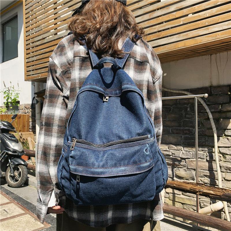 Denim Student Schoolbag Casual Large Capacity - MRSLM