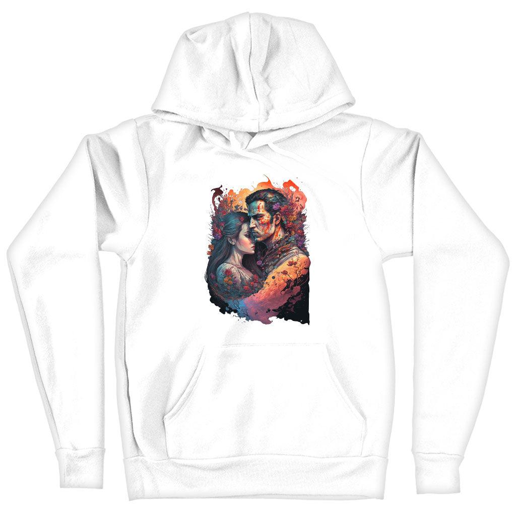 Floral Print Hooded Sweatshirt - Love Hoodie - Graphic Hoodie - MRSLM