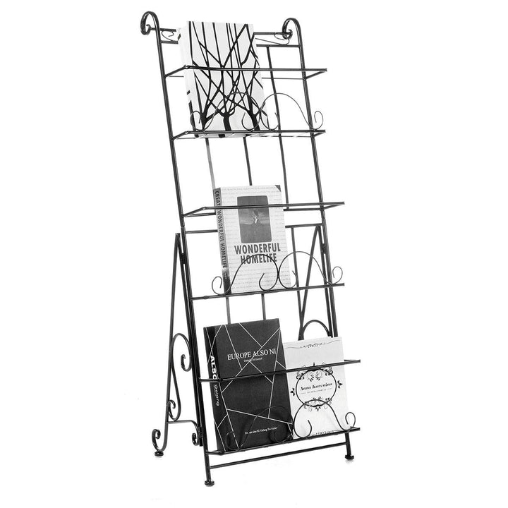 3 Layers Dimensional Bookshelf Magazine Newspaper Rack Landing Iron Art Creative Publicity Display Shelf for Home Art Decoration - MRSLM