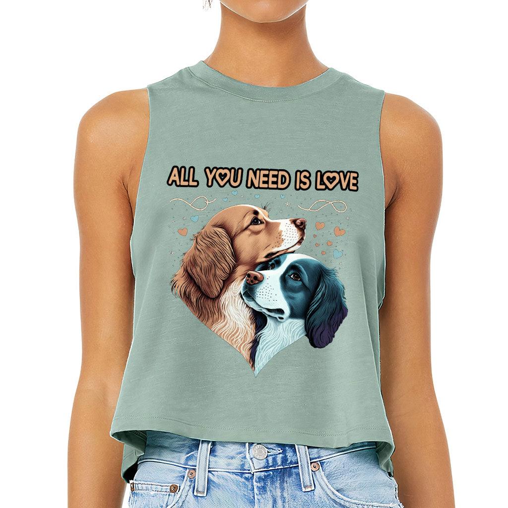 Dog Love Racerback Cropped Tank - Cute Couple Women's Tank - Art Tank Top - MRSLM