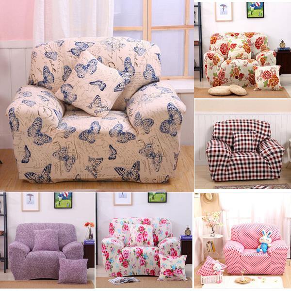 Creative Chair Covers Seater Textile Spandex Strench Flexible Printed Elastic Sofa Couch Cover Furniture Protector With Two Pillow Cases - MRSLM