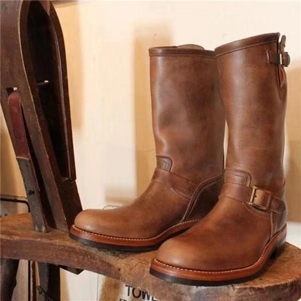 Flat-bottomed Wedge Mid-tube All-match Casual Fashion Men's Boots - MRSLM